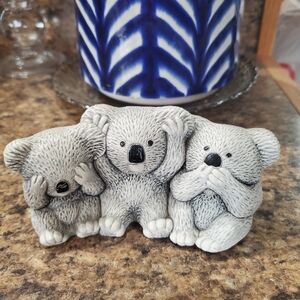 Koala Bears Ceramic Statue Hear Speak See No Evil 5"W 2.5"H Handmade Australia!